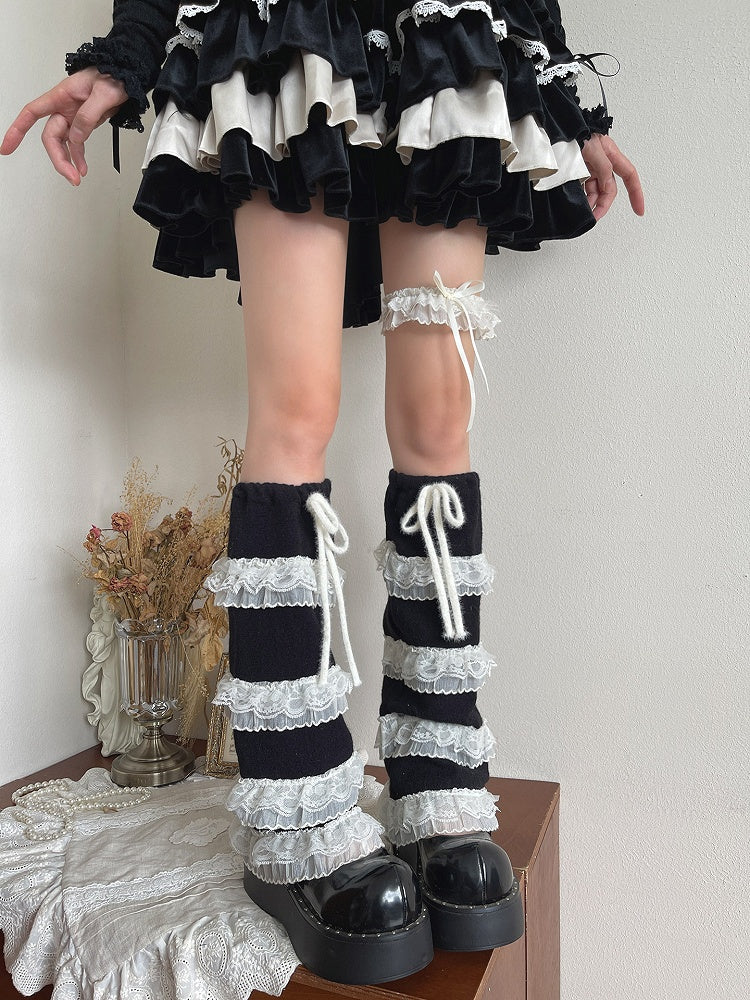 Design Trim Leg Multi-layer Warmers With Lace Colors Warm 4 Strap