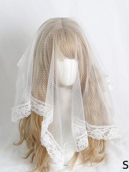 White Elegant Lace Head Veil