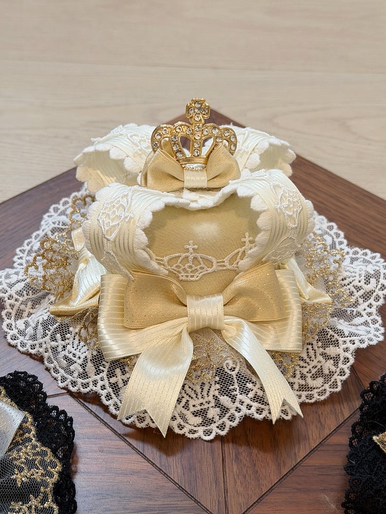 Lace Crown Mini Hat with Bow Accents in Black, Brown, Beige - Fairy Faith