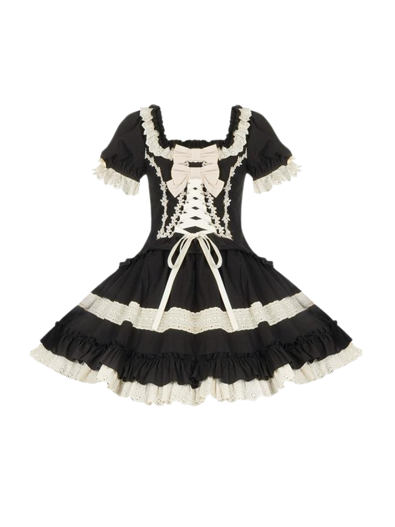 Sleeves Lace-Up Gothic Lace-Up + Skirt Gothic + Hat Dress