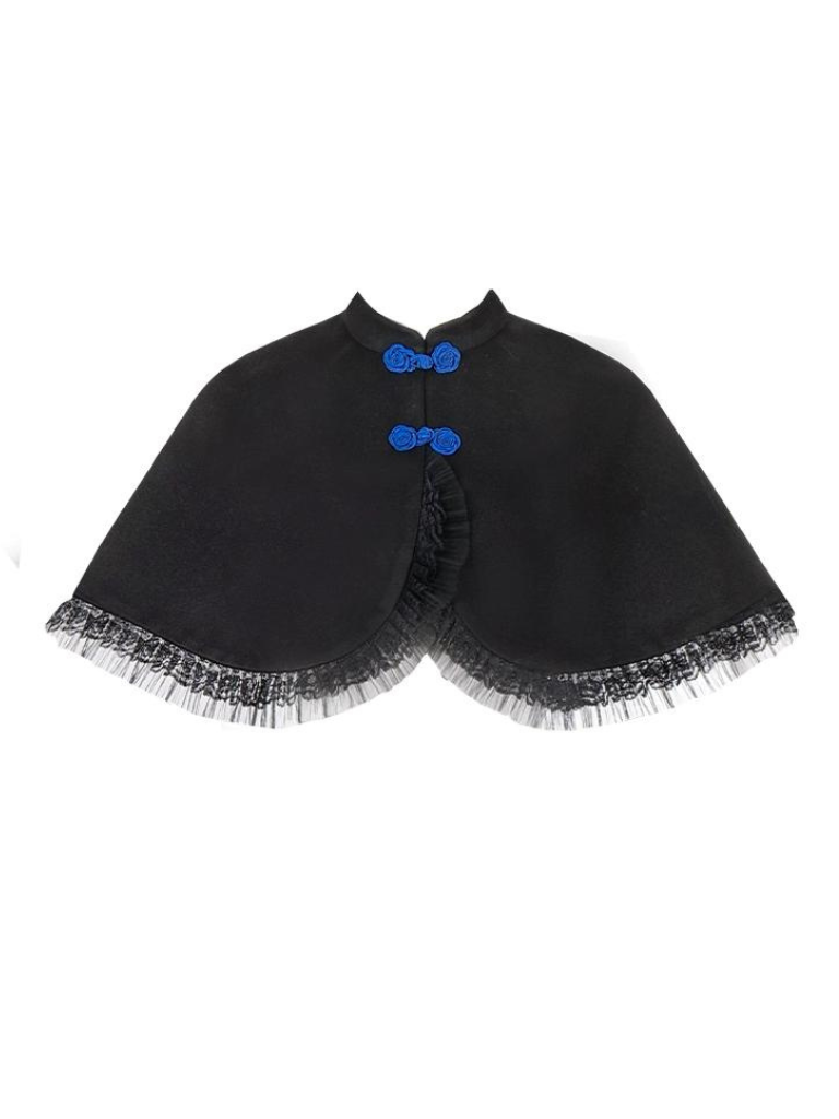 Slit Dress Big Cloak Frilly Ruffle + Gothic