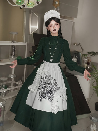 + Dark Cthulhu Green OP Vibes Set Tentacles Gothic Lolita -