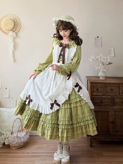 Sleeves Green Olive Design Long One Piece Ruffle Elegant
