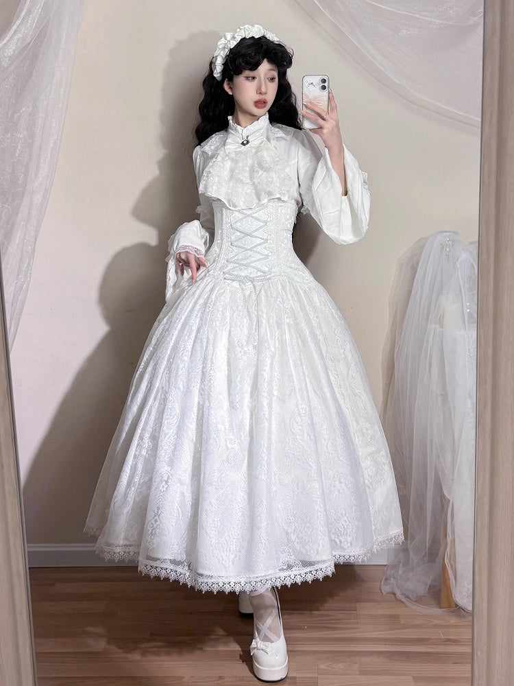 ロリータハイスーパーロングホワイトスカートゴシックバージョンウエスト