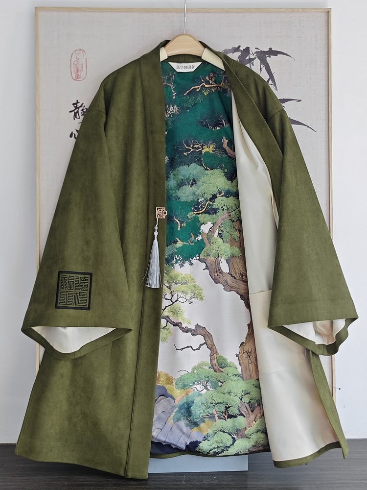 Chinese in Unisex Green - Jacket Long Style Sleeve Embroidery