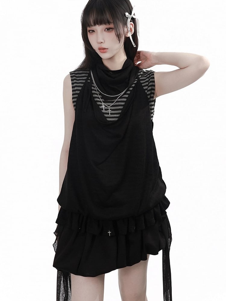 Black Cowl Neck Halter Top - PINK SAVIOR