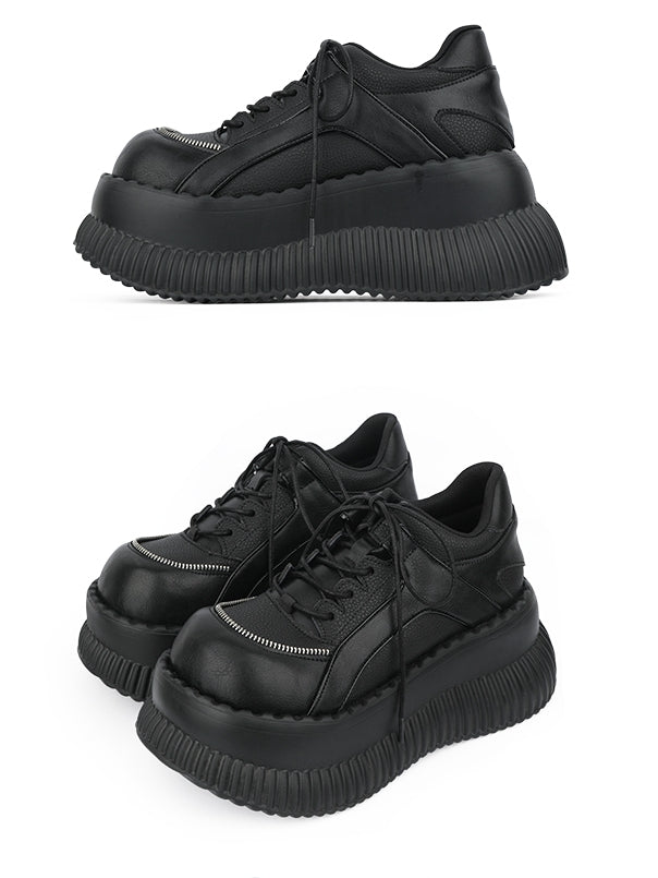 with Black Shoes Lace-up Closure Platform Gothic