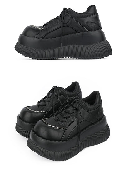 with Black Shoes Lace-up Closure Platform Gothic