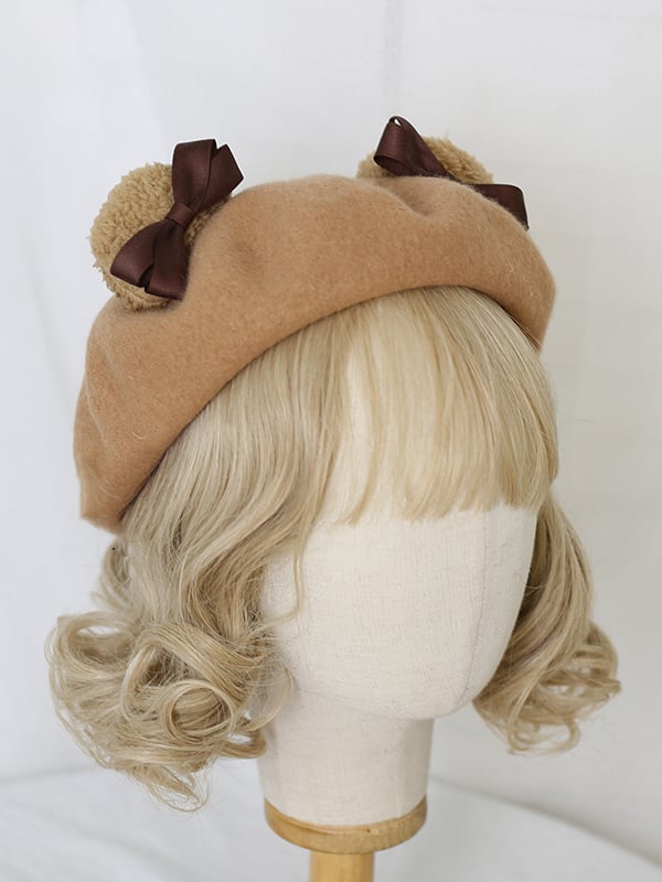 Camel / Beige Coffee Cute Bear Ears Beret Woolen