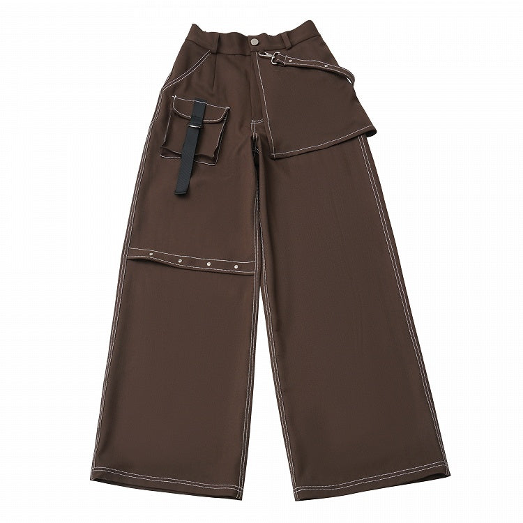 Cargo with Strap Brown Accents Pants Straight-Leg