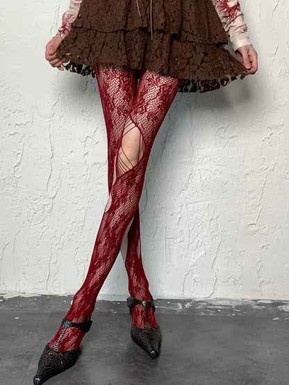 Y2K Color Options Hollow-out Design Cut-out 4 Details Tights