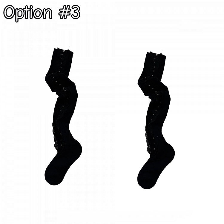 Bas (3 options) Sur le genou Dentelle à garniture