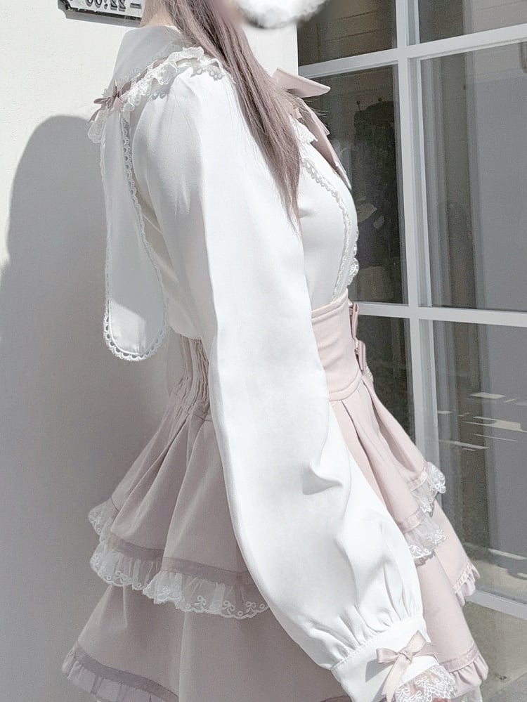 Bunny-Ear with Collar Back Blouse White Jirai Kei