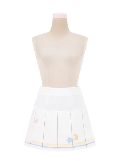 ホワイトプリーツスタームーン刺繍スカートボックス