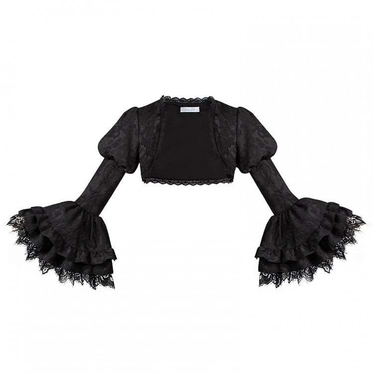 Vampire Black Bell Gothic Cuffs Long Layered Ruffle Lolita