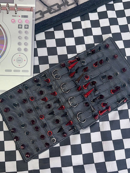 Y2K レッドスタッズ ブラックパンク ウエストベルト