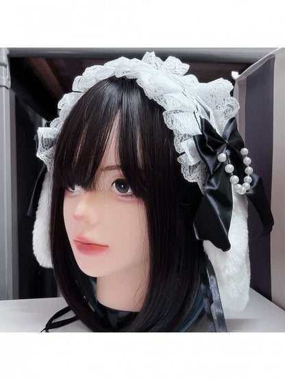 Lace Bead Chain Hairband with Rabbit Ear Design