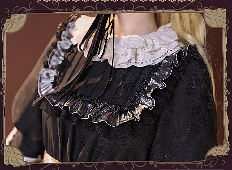 GOSICK Victorique De Blois Schwarzes Jacquardkleid im Lolita-Stil, Cosplay-Kostüm