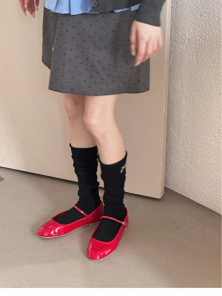 Embellishments Ribbed 4-Color with Bow Calf Socks