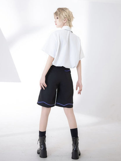 Spade – Schwarze Shorts mit Diamant-Ouji-Summer-Club-Stickerei