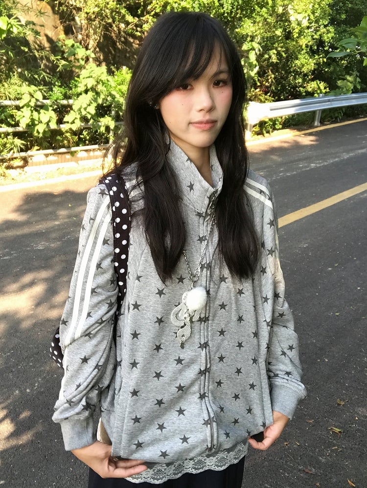 Grey - Jacket Print Star Y2K