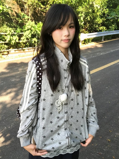 Grey - Jacket Print Star Y2K