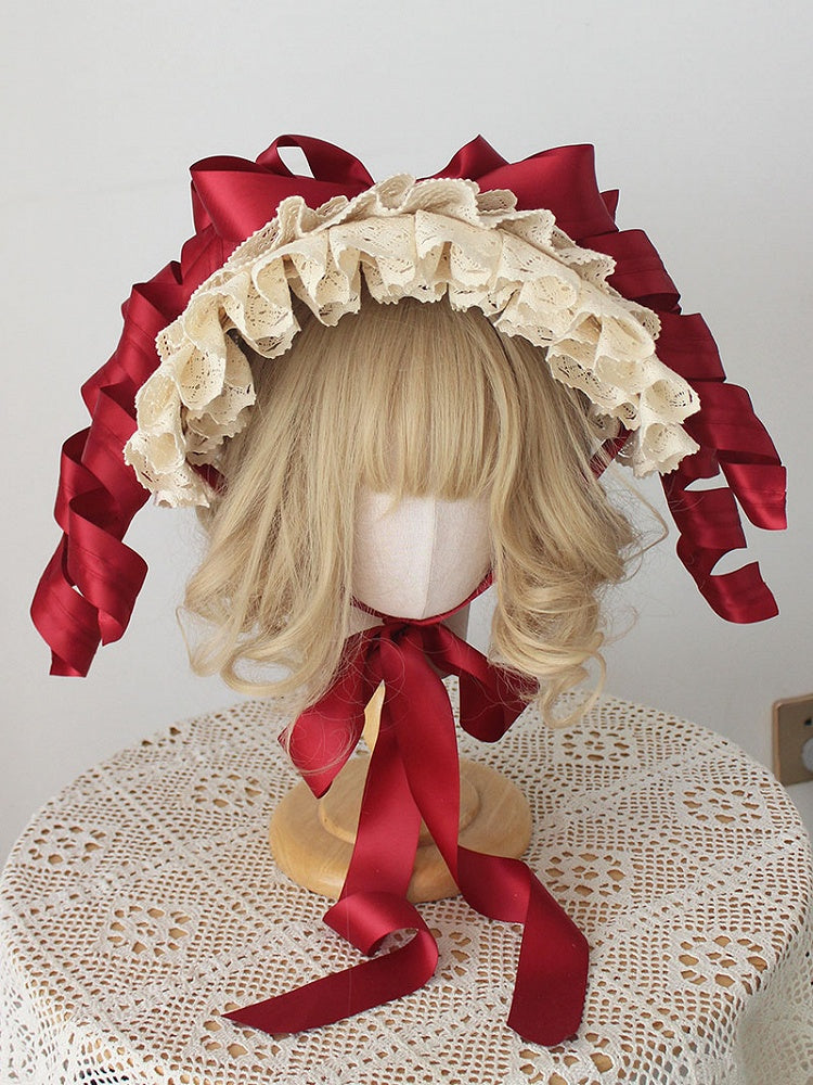 Bonnet Curls 8 Lolita Options Lace Ribbons with Color and – Design