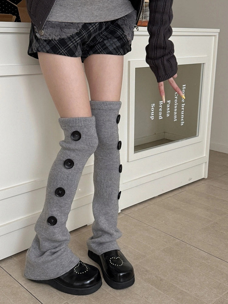 Over-the-Knee Accents Ribbed with Leg Button Warmers