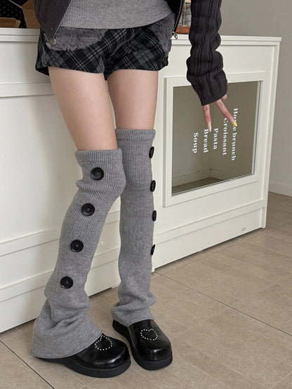 Over-the-Knee Accents Ribbed with Leg Button Warmers