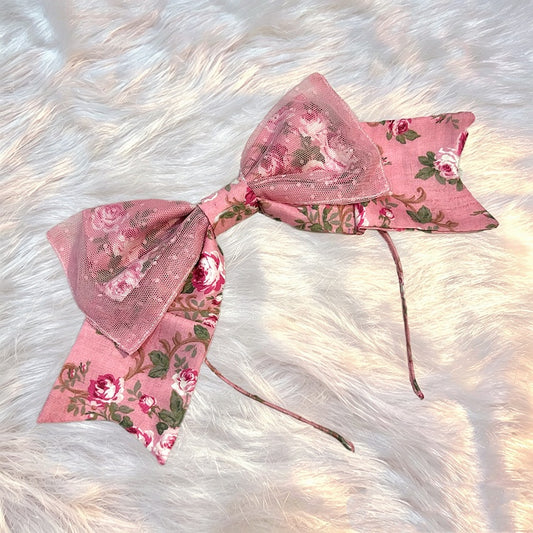 Pink Rosette Print Bowknot KC Headband