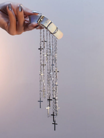 カフ タッセル サイバーパンク ブラック/シルバー/ブラウン デザイン チャーム アームクロス