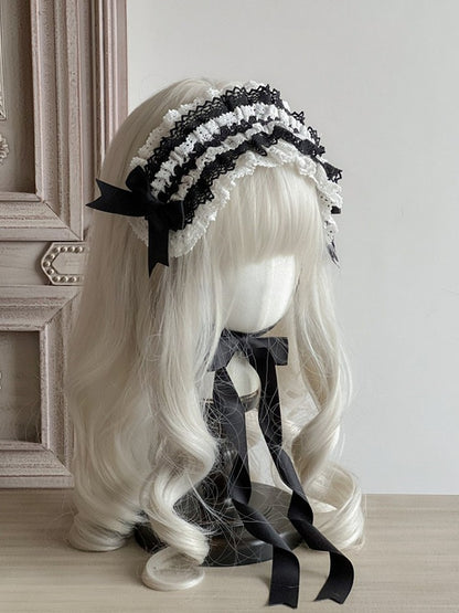 Color Blocked Hairband Color Options 9 Lace Lolita Multi-layer –