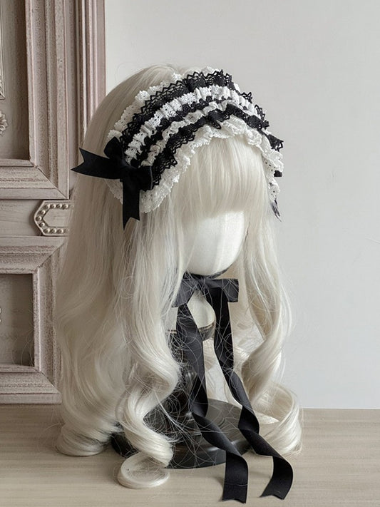 Color Blocked Hairband Color Options 9 Lace Lolita Multi-layer –