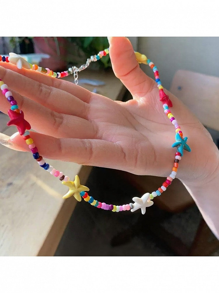 Y2K Colorful Beaded Starfish Necklace - YSHXS