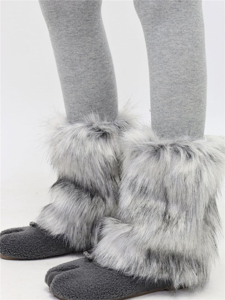 Gray Faux Fur Leg Warmers 20cm - AY To films