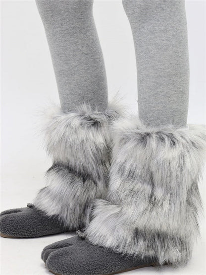 Gray Faux Fur Leg Warmers 20cm - AY To films
