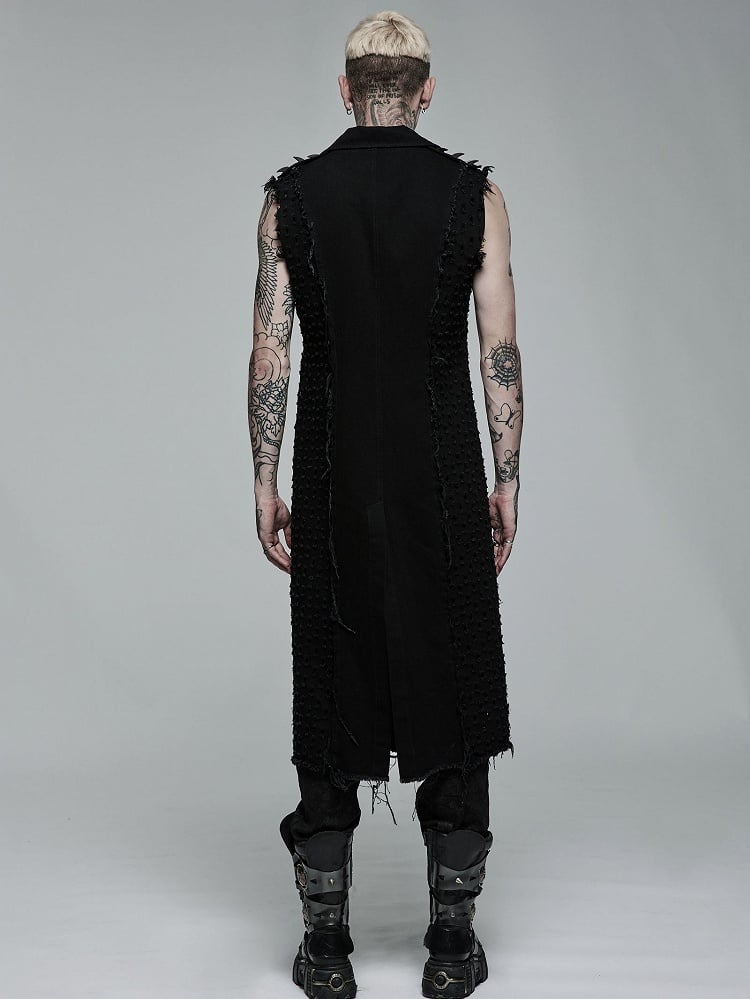 Men's Vest Punk Length Medium Black Old