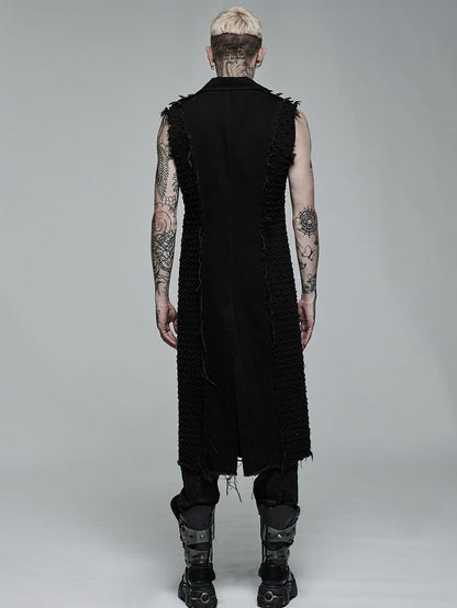 Men's Vest Punk Length Medium Black Old