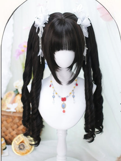 Brown Short Straight Wig with Dual Ponytail Claw Clips - Dalao Home