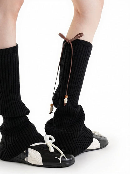 Knit Bow Bead Leg Warmers - ModaSwings