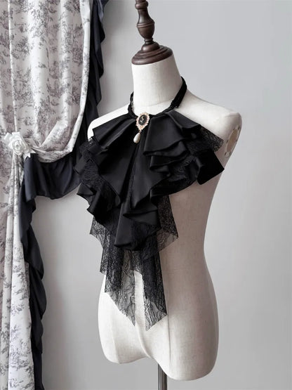 Black / Red / White Gorgeous Jabot Tie