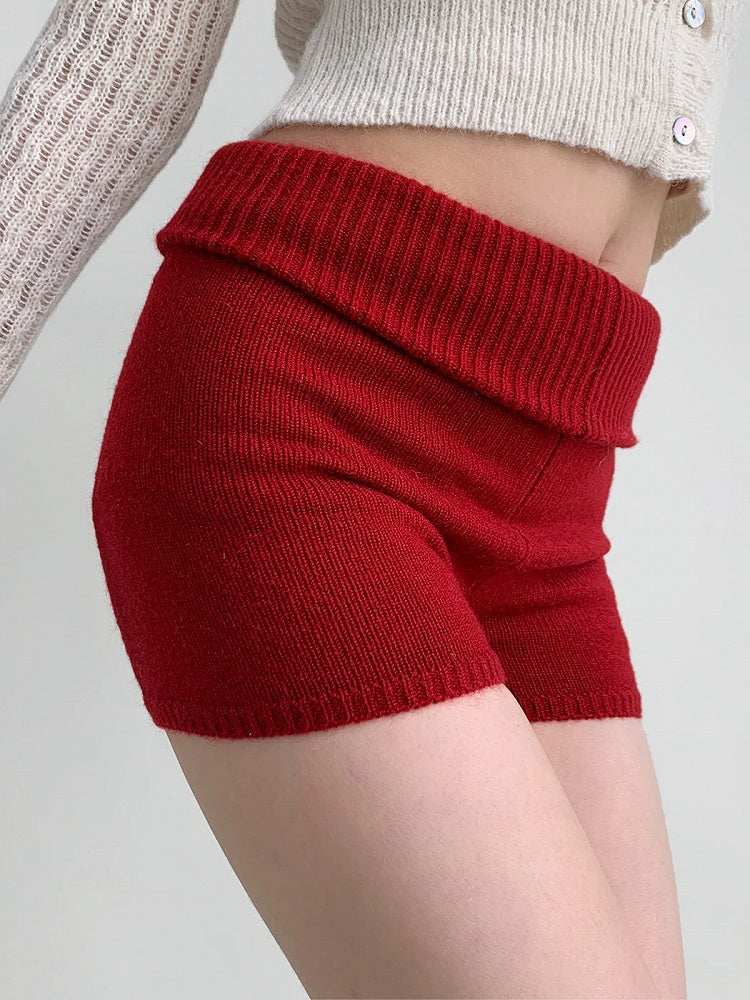 Colors) (3 Shorts Knit Waist Fold-Over