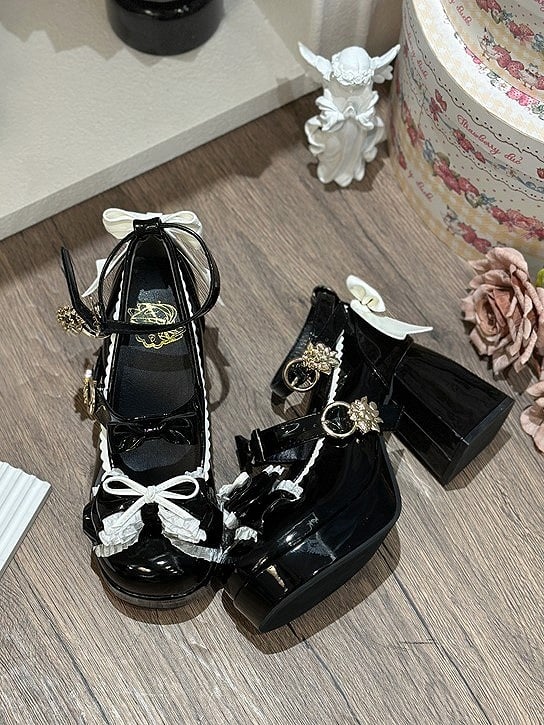 Elegant Height Heel in Platform Heels 8cm Lolita with Block Black High