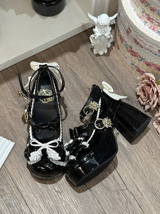 Elegant Height Heel in Platform Heels 8cm Lolita with Block Black High