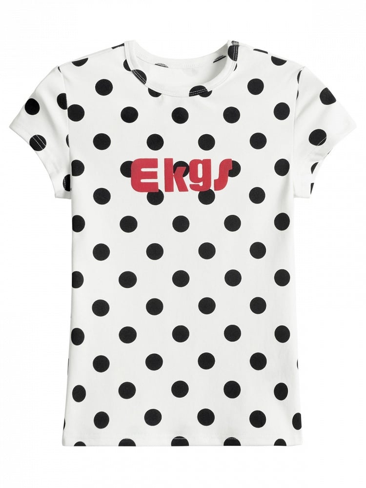 White & Black Polka Dot Pattern Short Sleeve Top - Languid Park