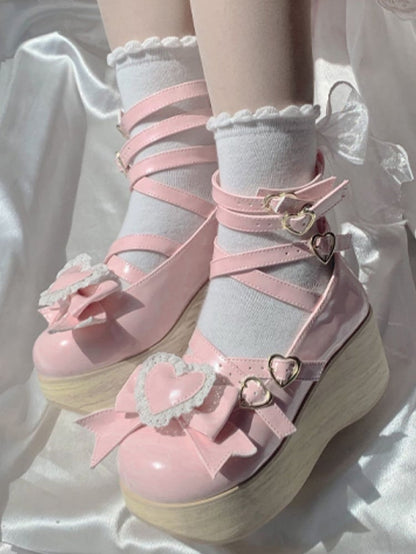 Grain Sweet Pink Platforms - Sole Lolita Wood 6.5cm