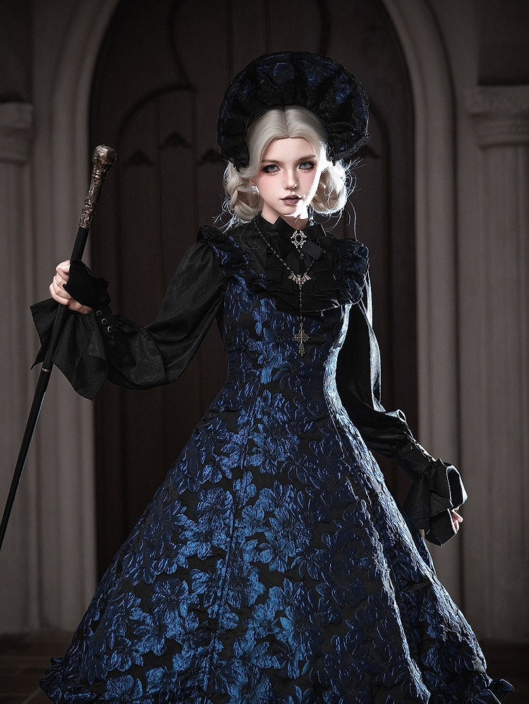 Dark Blue Ruffled JSK Gothic Lily - Miss Point
