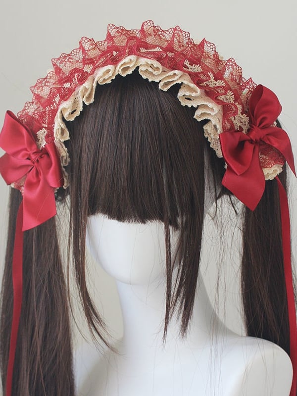 Bowknot Details Lace Trim Hairband