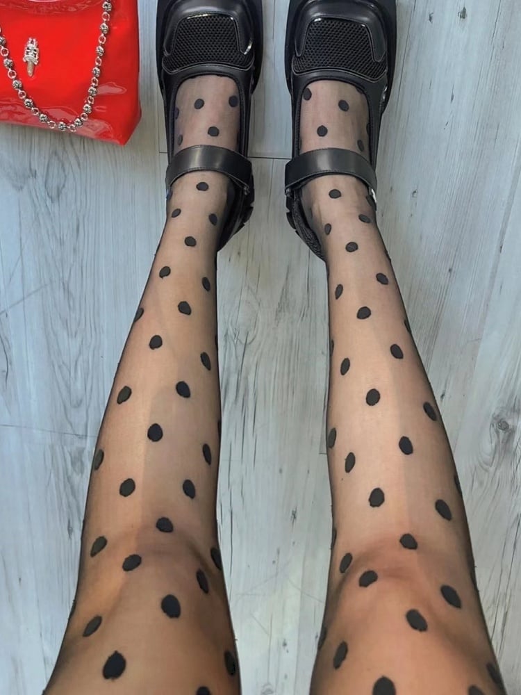 Polka-dot Black Tights Pattern Large