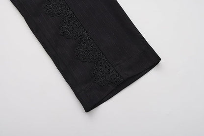 Silver Black and Buttons Chains Ouji Lolita High Waist Pants Decorative with